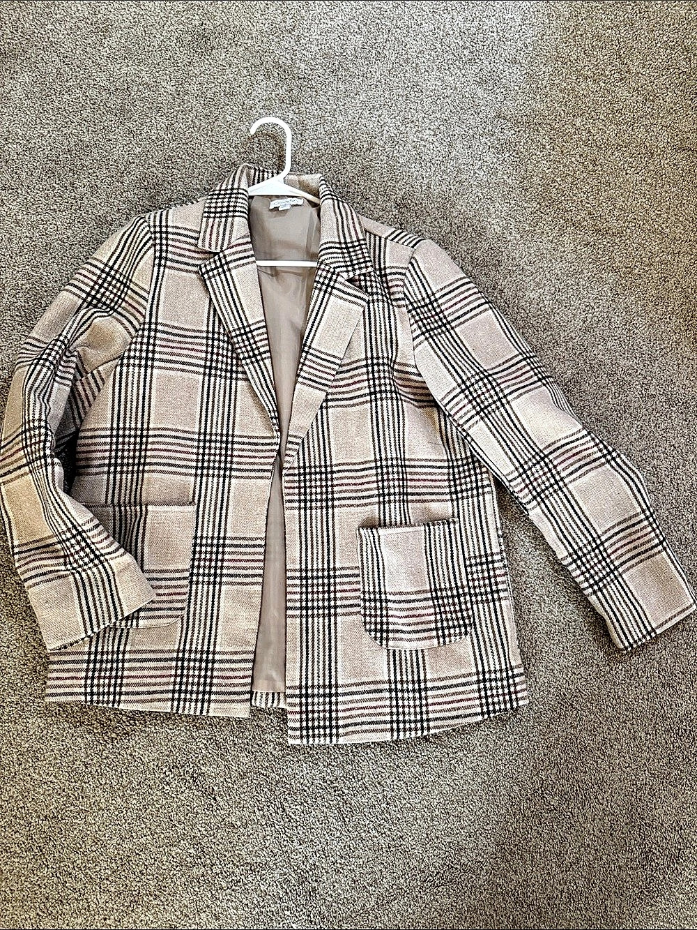 Mud Pie Plaid Blazer in Beige & Black Size Medium